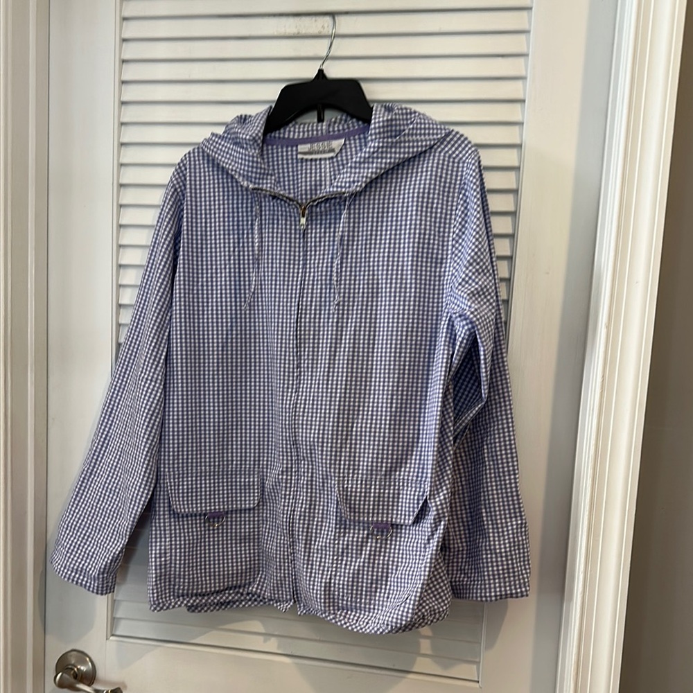 Purple/Blue and White Checkered Hooded Jacket